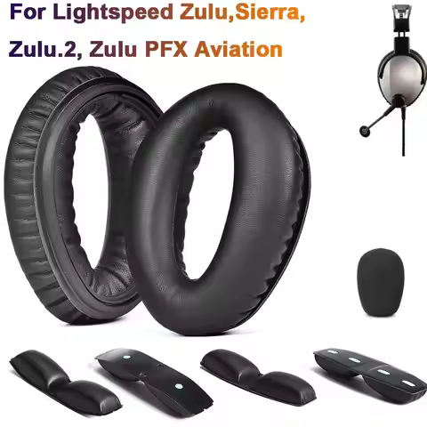 1 Pair Replacement Headphone Ear Pads Earphone Cushions for Lightspeed Zulu/Zulu.2/Zulu PFX /Aviatio