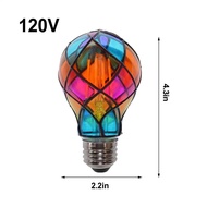 Stained Glass LED Bulb E26 Base 4W 120V LED Corloful Bulb Romantic Lighting for Halloween Christmas