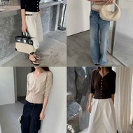 INBYIN-V-Neck Shirt With 4-Part Sleeves And WAIST Detail FIT CARDIGAN-I4141