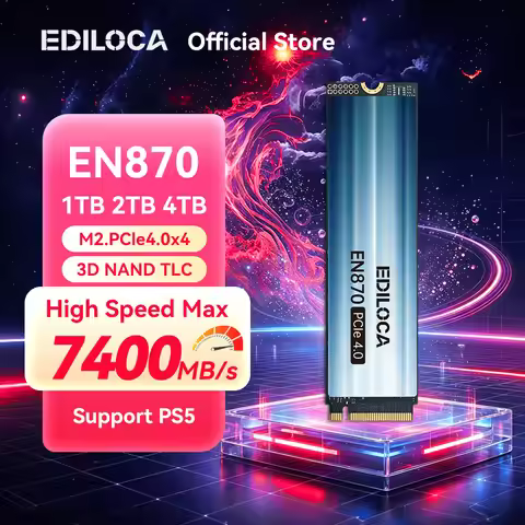 Ediloca EN870 M.2 2280 SSD 7400MB/s NVMe PCIe Gen4.0x4 Internal Solid State Drive PS5 Dynamic SLC Ca