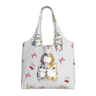 Mofusand แฟชั่นถุงถุงช้อปปิ้ง Tas Jinjing Kanvas 14.2x4x12.6in กระเป๋าสะพายไหล่ของผู้หญิงความจุขนาดใ