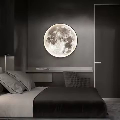 Modern Moon 3D Mural Wall Lamp Realistic LED Light Home Accessories Bedroom, Living Room Ceiling Lam