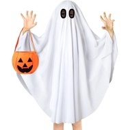 Ghost Costume for Kids,Toddler Ghost Costume with Pumpkin Bag,Spooky Halloween Costumes Boys Girls C
