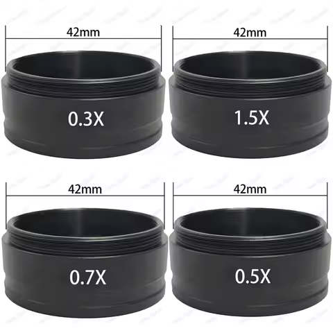 0.3X 0.5X 0.7X 1.5X 2X Auxiliary Barlow Objective Lens M42 For 120X/180X/200X/300X/500X C-Mount Indu