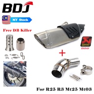 BDJ For Yamaha R25 R3 Mt25 Mt03 2013 To 2022 Akrapovic Full Exhaust System Slip On Middle Link Pipe 