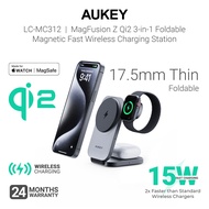 AUKEY LC-MC312 MagFusion Z Qi2 3-in-1 Foldable Magnetic Fast Wireless Charging Station
