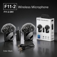 F11-2 Multi-Plug Wireless Dual Microphone Clip-on Lavalier Microphone Transmitter Receiver Live Vide