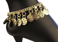 Uma Indian Traditional Belly Dance Ghungroo Gold-Toned Brass Coin Anklet