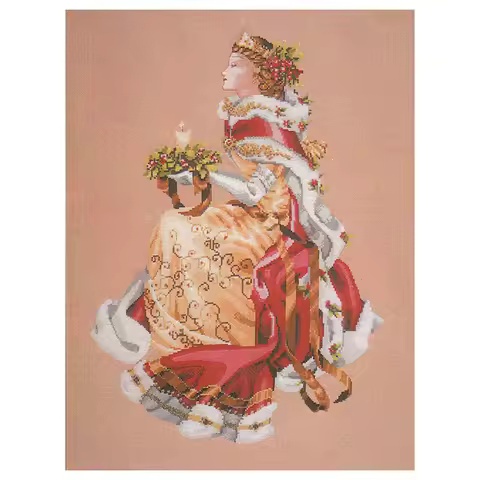 Amishop Counted Cross Stitch Kit, Gold Collection, Christmas Queen, Fairy, Royal Holiday, Angel, MD 