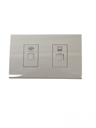 2 Gang Telephone and Cat6 Outlet with Plate Cover ( T&J) TEL and LAN outlet with Plate Cover