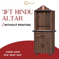 Gkolexci Samy Medai 3/4ft Hindu Altar Almari Sembahyang Cabinet Indian Style Pray Cabinet with Printing Indian Prayers