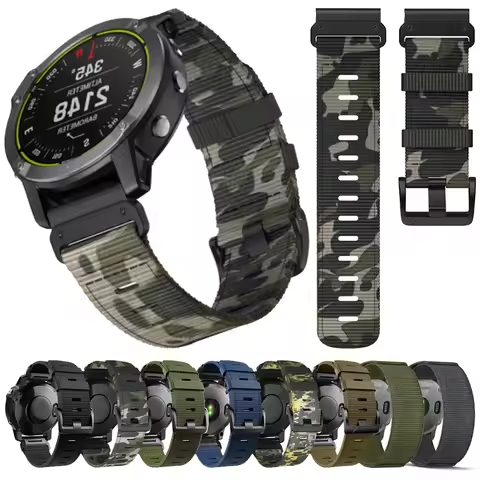 22 26mm Nylon Quick Fit Watch Strap For Garmin Tactix 8 7 Delta Bravo Woven Wristband Quatix 7/6/5 F