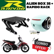 COMBO SET TOPBOX ALIEN SIPUT 35L COMBO SET MONORACK RAPIDO HONDA WAVE ULTIMO BOX SIPUT WAVE ULTIMO M