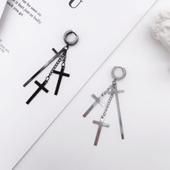 Kajori Unisex Stainless Steel Round Square Round Earrings with 3 Long Crosses