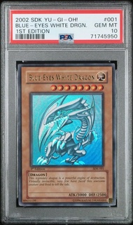 Thẻ PSA 10 Gent Mint YU GI OH 2002 Blue-Eyes White Dragon SDK-001 English 1st ED Ultra Rare 1459 d19