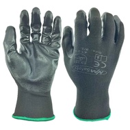 NMSafety 6 Pairs Polyester Safety Protective Work Gloves Ce-Certificated Black Nitrile Mechanic Work