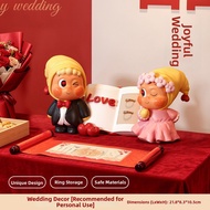 Creative Wedding Gift Set for Bride and Groom with Love Book and Rings Display Ideal for Betrothal C