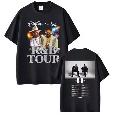 Rapper Chris Brown Usher Raymond The R&B Tour T-shirt Men Women Hip Hop Fashion Summer T Shirts Over