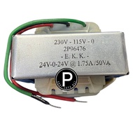 EKK TRANSFORMER I/P 230V-115V O/P 24V-0-24V 1.75A/50VA (C96476 2P96476)