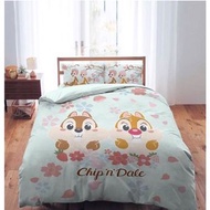 正版授權 迪士尼 CHIP AND DALE 奇奇蒂蒂 櫻花季款 標準雙人床包 雙人床包組 雙人床包 床包 寢具