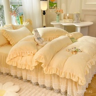 Bed Sheet Milk Velvet Winter Three-Piece Set Four-Piece Set Thickened Quilt Cover Bed Skirt Quilt Co
