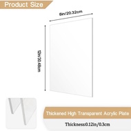 ♨4Pcs 1/8In Thick (3mm) Acrylic Sheets, Clear Cast Acrylic Glass 8x12In for Signs DIY Display PPjt}