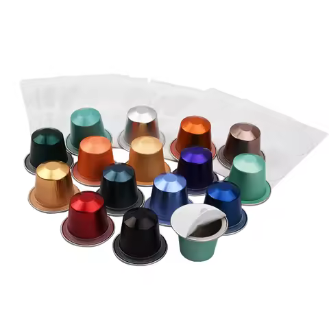 100pcs Disposable Nespresso Compatible Pods Empty Aluminum Foil Coffee Capsule with Self Adhesive Se