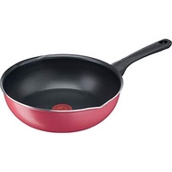 Tefal Stir-Fry Pot 26cm Deep Frying Pan with Spout Gas Fire Compatible "Cranberry Red Multipan" Non-Stick Red B55977 【Direct from Japan】