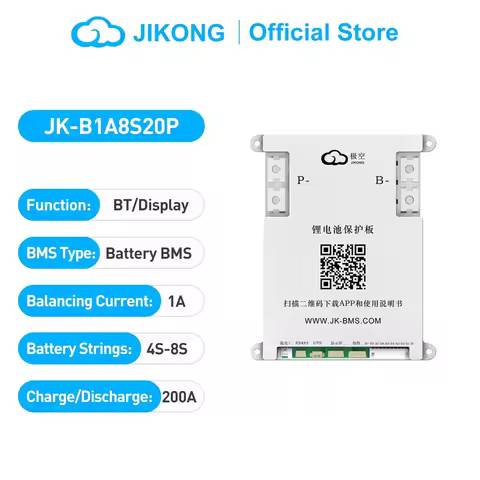 JIKONG BMS JK-B1A8S20P 4S 5S 6S 7S 8S 12V 24V Active Smart Balance BMS 200A Lifepo4 Li-Ion Lto Batte