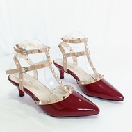 Javeline KIMBERLY Rockstud Heels Glossy Shoes 4cm | Low Heels | Women's Shoes | Graduation Heels | W