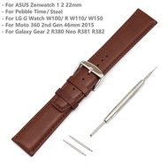 Leather Watch Strap for Samsung Gear LG G MOTO 360 2 Asus Zen Pebble Time Steel