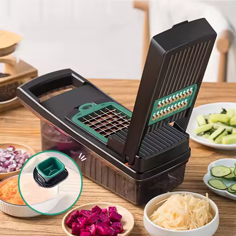 15-In-1 Vegetable Chopper Manual Food Processor Onion Garlic Pepper Potatoes Multifunction Kitchen V
