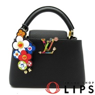 Pre-owned Louis Vuitton LV x TM Capucines BB M13832 Taurillon Leather Women's Handbag in Black