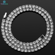 Vinregem Hip Hop Rock 2.5-5MM 925 Sterling Silver Created Moissanite Gemstone Fashion Cuba Chain Nec