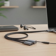 Type-C to 3.5mm/USB-C 3-in-1 Audio Aux Adapter Cable with PD 10W Charging Kabel Penyesuai Audio 3 da
