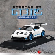 1: 43 Porsche Original Factory 911 GT3 RS 2023 Munich Car Show Limited Edition Simulation Car Model