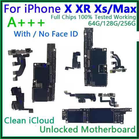 100% Working For iPhone XR X Xs Max Motherboard With/NO Face ID Unlocked Logic Board Free Clean iClo