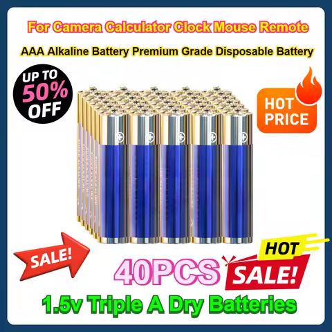 For Camera Calculator Clock Mouse Remote 40PCS AAA Alkaline Battery Premium Grade Disposable Battery