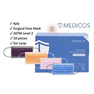 🇲🇾[SE] Medicos 4ply Surgical Face Mask [Ear Loop] Adult - Santorini Blue/Amber Orange/Galaxy Maroon/Taffy Pink
