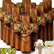 1/3/5Pcs Wooden Prayer Cross - Lightweight Portable Mini Crosses - Meditation Prayer Supply - Handhe