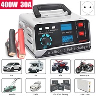 Charger Aki Mobil Motor 400W 12V/24V 400AH + LCD Display Portable Alat Cas Aki Otomatis LED Indikator