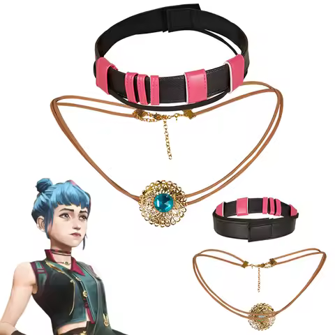 Young Arcane Jinx Powder Necklace Choker 2024 Game LoL TV 2 Cosplay Fantasy Costume Accessories Adul