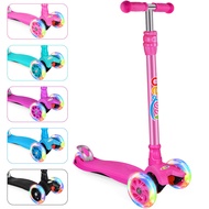 A2 Scooters for Kids 3 Wheel Kick Scooter for Toddlers Girls Boys, 4 Adjustable Height, Lean to Stee