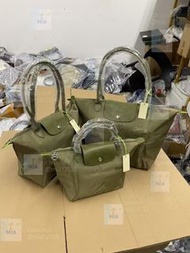 🎀Longchamp 龍驤 森林綠 尼龍配牛皮手柄 短柄小號/長柄中號/長柄大號 托特包 手提包  單肩包