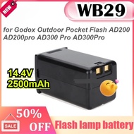 WB29 14.4V 2500mAh Battery Replacement for Godox Outdoor Pocket Flash AD200 AD200pro AD300 Pro AD300
