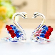 Glass Crystal Clear Swan Jewelry Figurines Crafts Art Collection Table Car Ornaments Souvenir Home Wedding Decoration