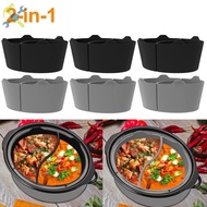 2Pcs Slow Cooker Divider Liner for 6 QT Pot Reusable Silicone Cooker Divider Insert Leakproof Silico