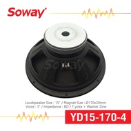 Soway YD15-170-4 ลำโพง PA ลำโพงบ้าน ขนาด 15 นิ้ว แม่เหล็ก Ø170x20mm Voice:3"  8Ω T yoke + Washer Zine จำนวน 1 ดอก