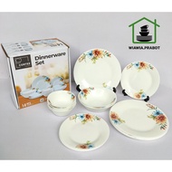 Dinnerware set opal glass cortez flower series dinnerset bowl plate