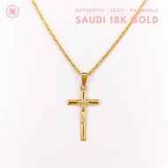 ✒☌COD PAWNABLE 18k Legit Original Pure Saudi Gold Cross Necklace